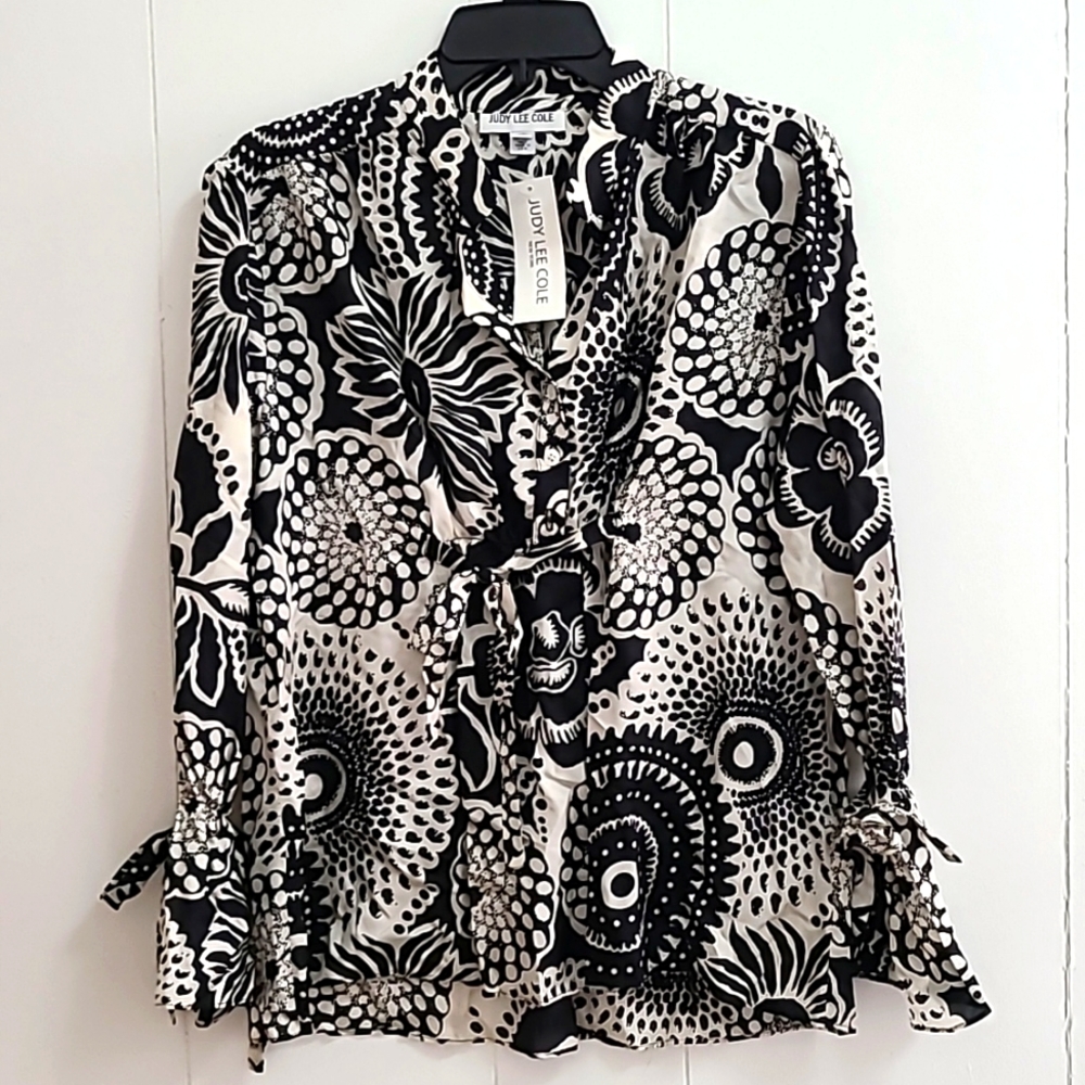 Judy Lee Cole Sabina 100% Silk Blouse Size 12 NWT!! Made in USA